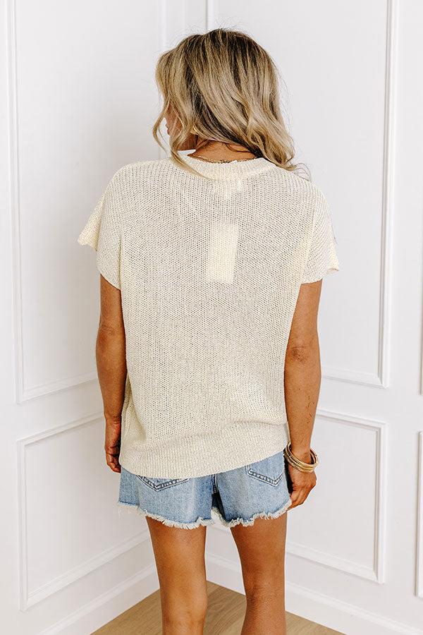 Impressions Boho Blooms Knit Top In Cream