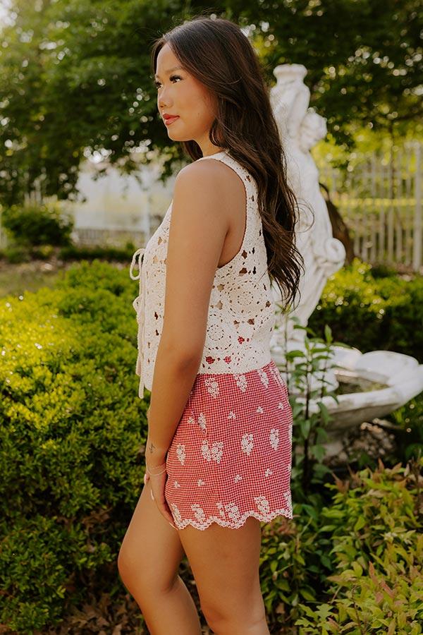 Impressions Boho Breeze Crochet Front Tie Top