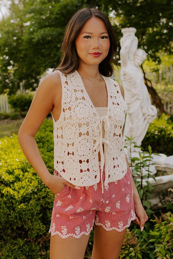 Impressions Boho Breeze Crochet Front Tie Top
