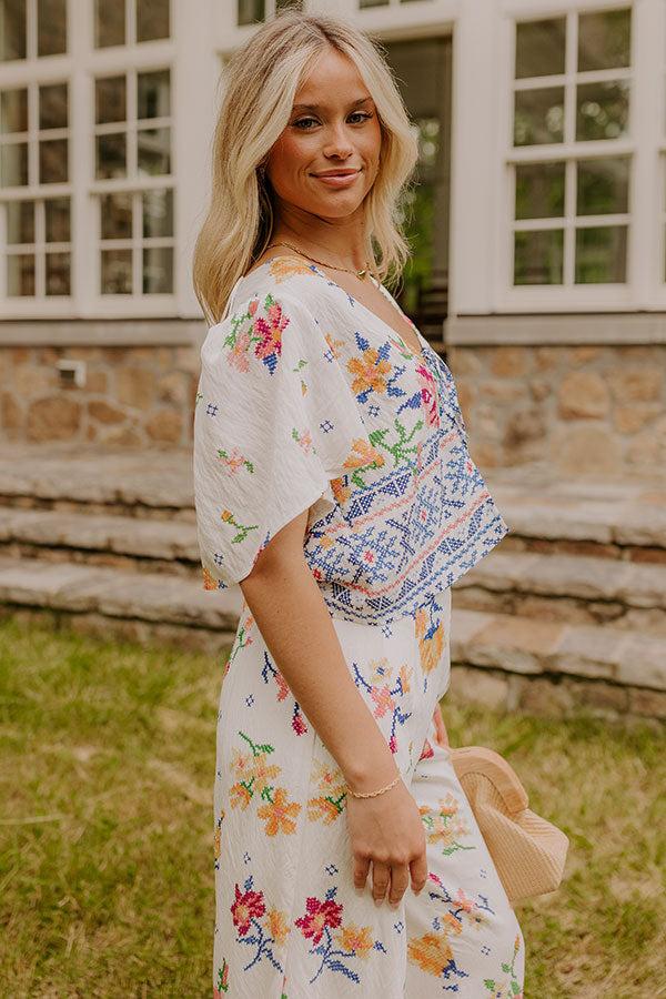 Impressions Boho Chic Floral Front Tie Top