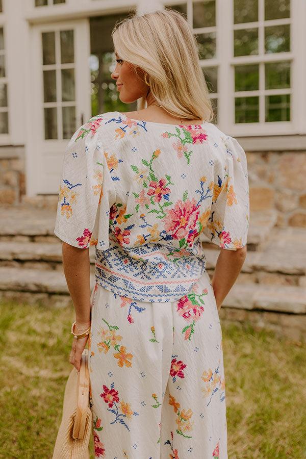 Impressions Boho Chic Floral Front Tie Top