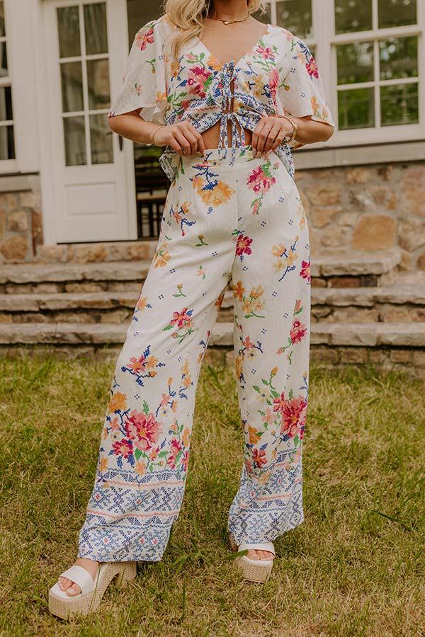 Impressions Boho Chic High Waist Floral Pants