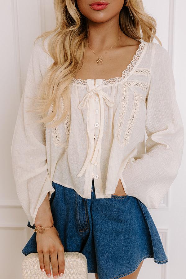Impressions Boho Energy Lace Top In Cream