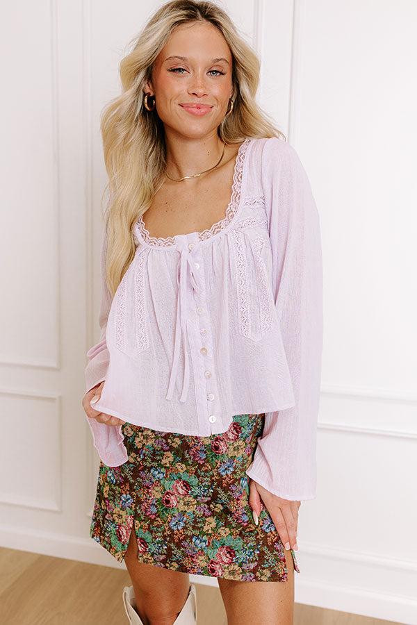 Impressions Boho Energy Lace Top In Dusty Purple