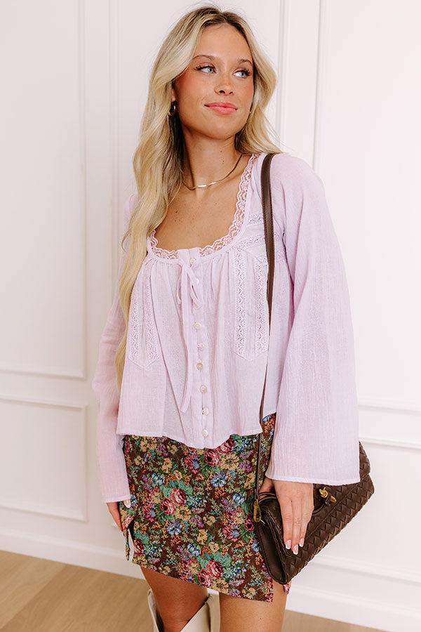 Impressions Boho Energy Lace Top in Dusty Purple