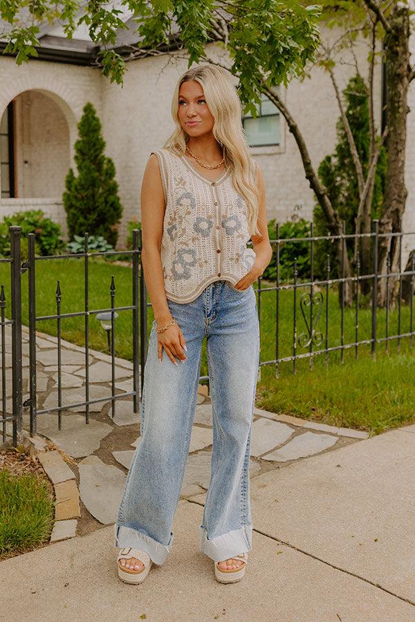 Impressions Boho Lifestyle Floral Knit Vest Top