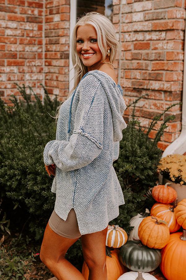 Impressions Bonfire Cozy Knit Hoodie In Blue