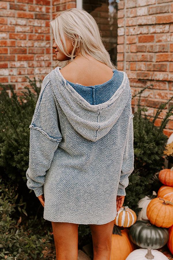 Impressions Bonfire Cozy Knit Hoodie In Blue