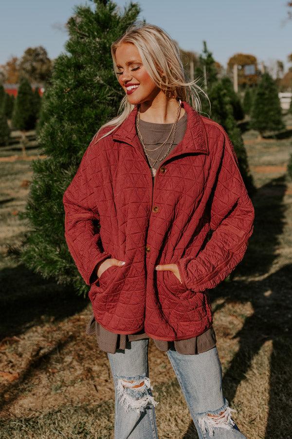 Impressions Bonfire Nights Quilted Jacket In Wine