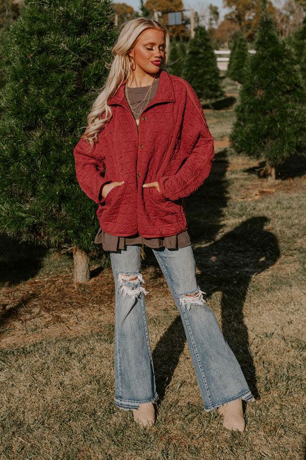 Impressions Bonfire Nights Quilted Jacket In Wine