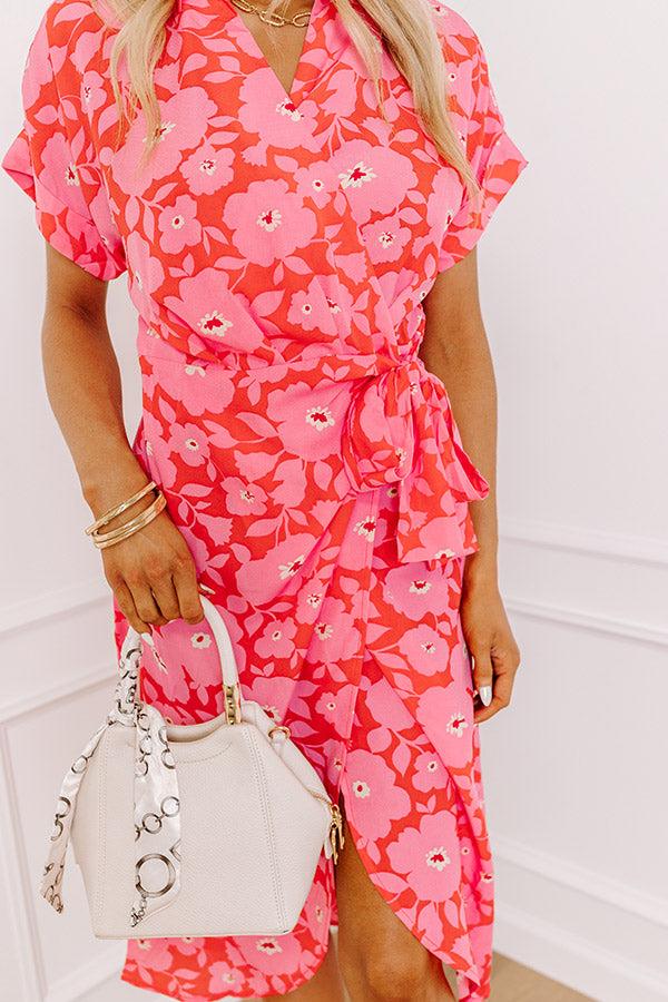 Impressions Botanical Garden Wrap Midi In Scarlett