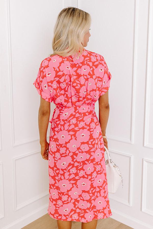 Impressions Botanical Garden Wrap Midi In Scarlett