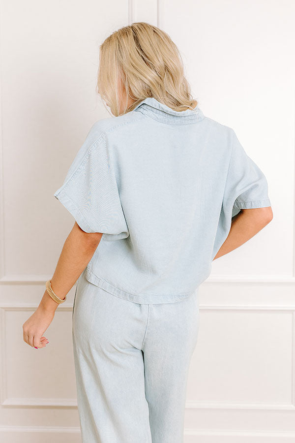 Impressions Breezy Bay Chambray Crop Top
