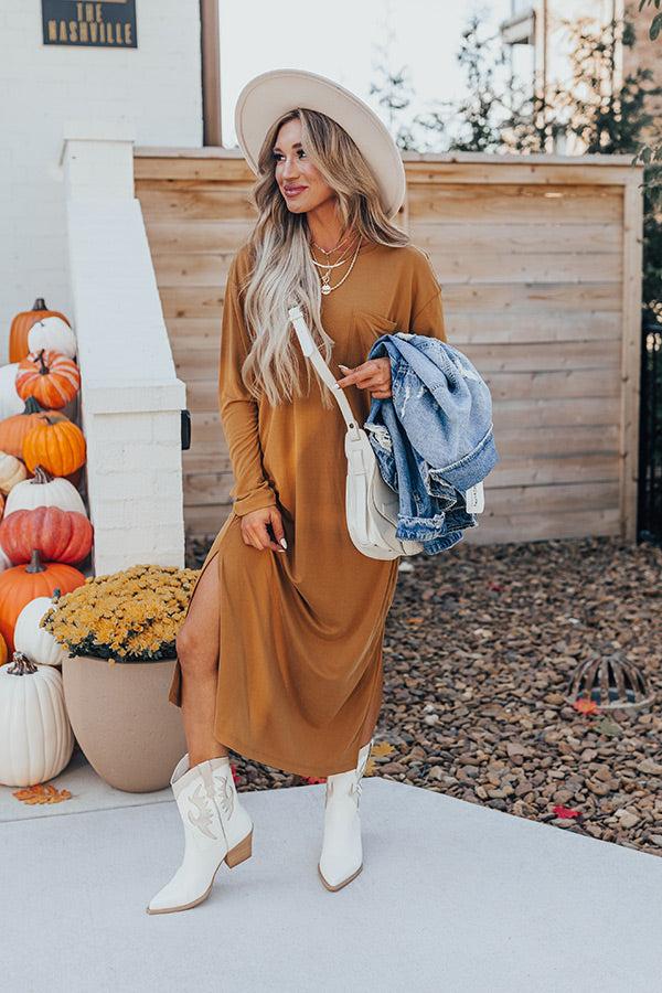 Impressions Breezy Times Shift Dress In Camel