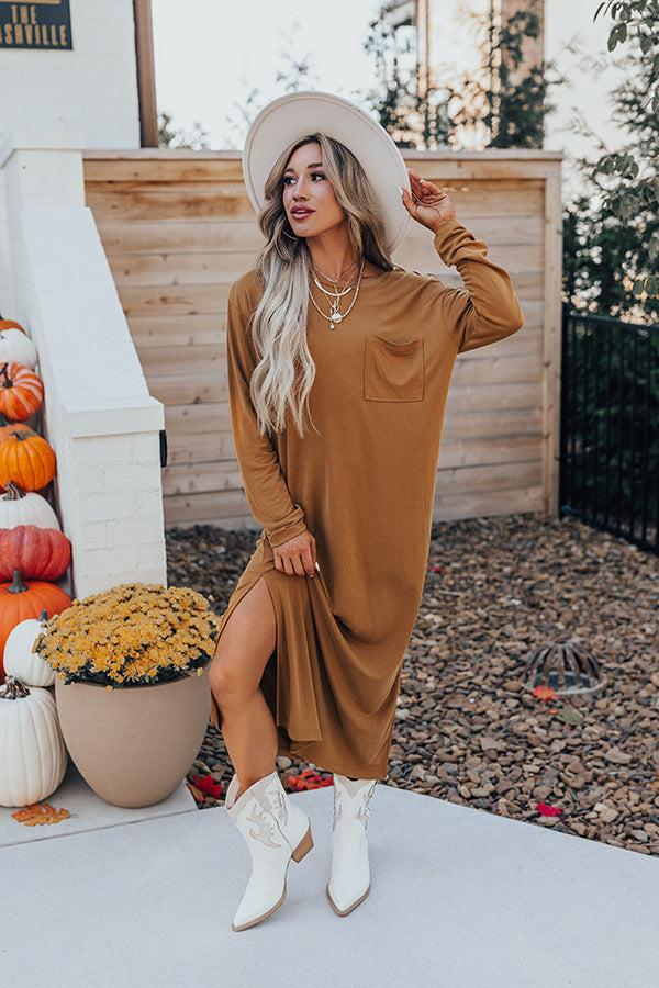 Impressions Breezy Times Shift Dress In Camel