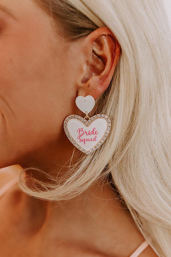 Impressions Bride Squad Earrings In White