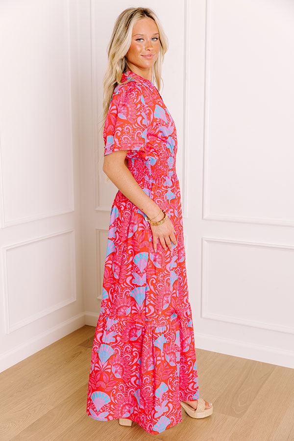 Impressions Brunch Babe Floral Maxi Dress In Red