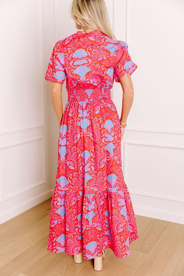 Impressions Brunch Babe Floral Maxi Dress In Red