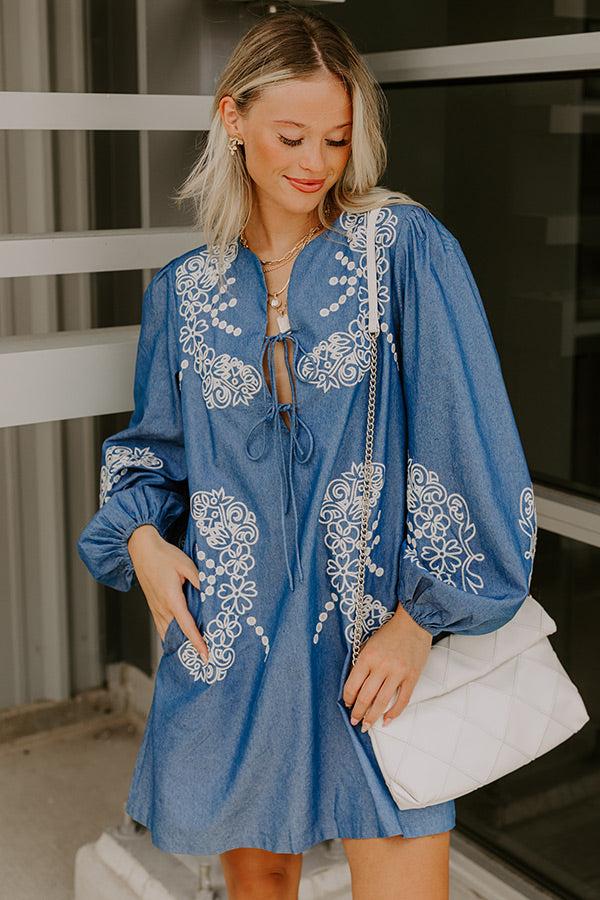 Impressions Brunch Chic Embroidered Mini Dress