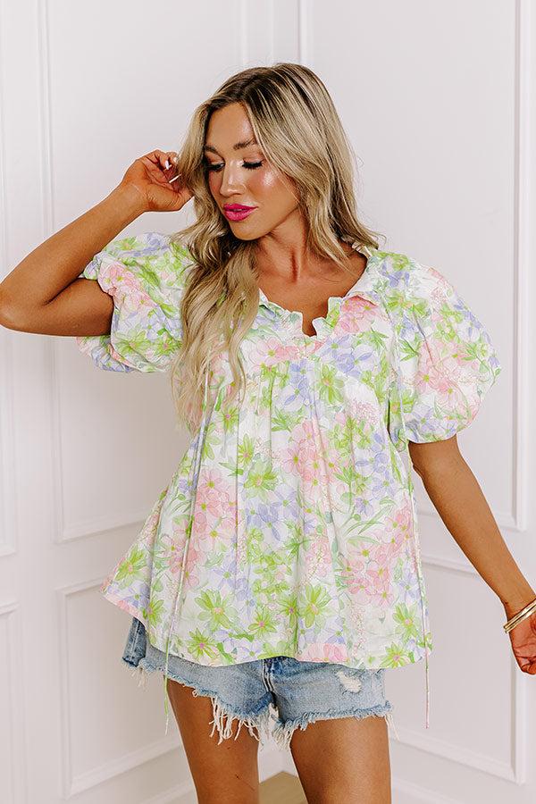 Impressions Brunch In Maui Floral Babydoll Top