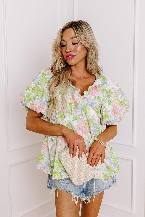 Impressions Brunch In Maui Floral Babydoll Top