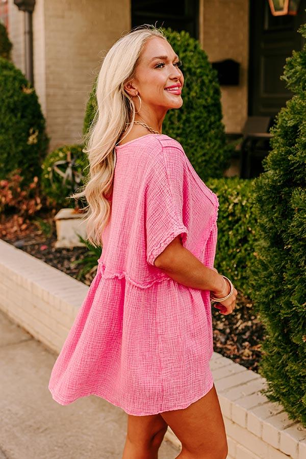 Impressions Brunch Voyage Babydoll Top In Pink