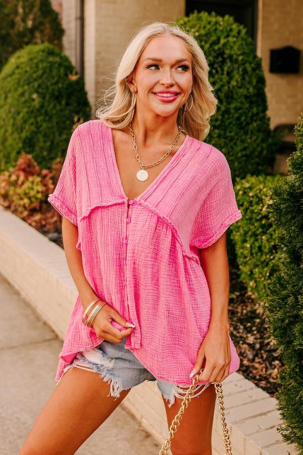 Impressions Brunch Voyage Babydoll Top in Pink