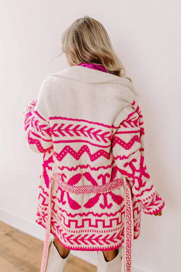 Impressions Cabin Cozy Knit Cardigan In Pink