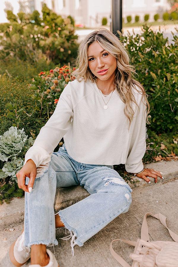 Impressions Cabin Cozy Waffle Knit Crop Top