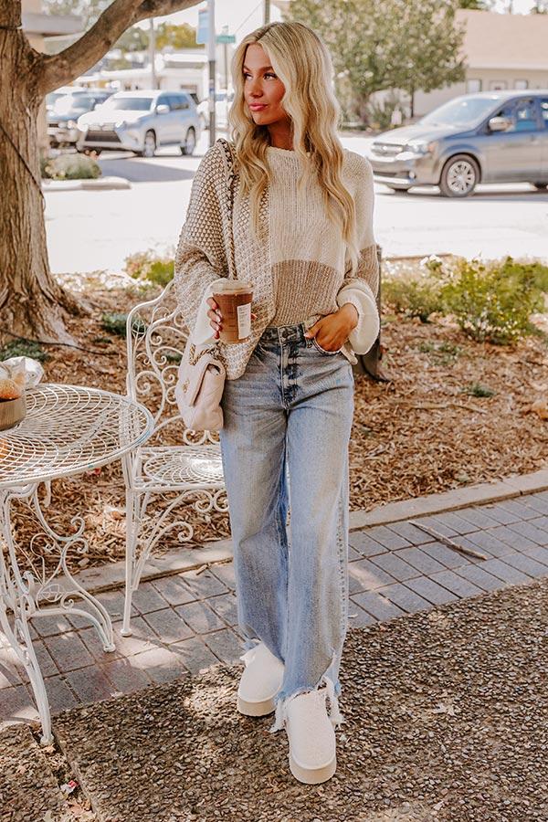 Impressions Cafe Cutie Color Block Sweater Top