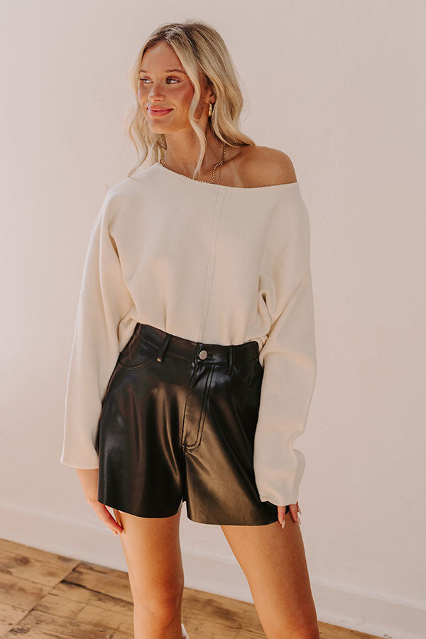 Impressions Cafe Social Knit Sweater Top in Cream