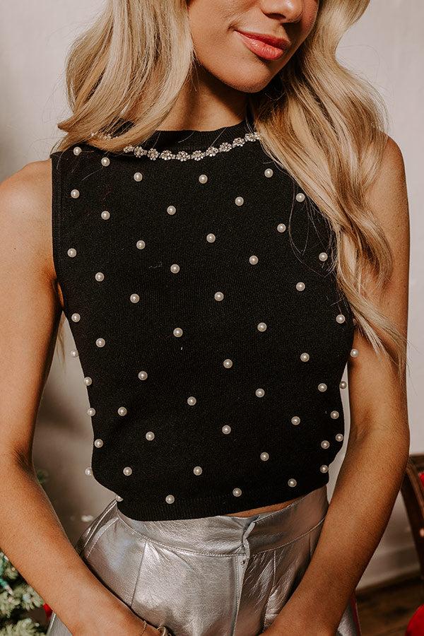 Impressions Call It Chic Embellished Top In Black