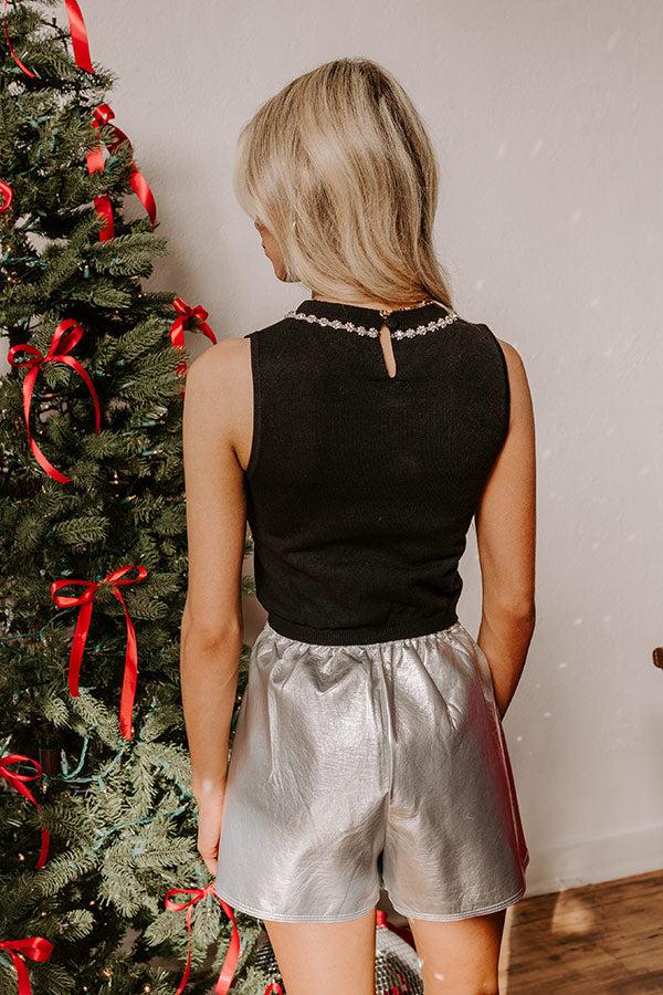 Impressions Call It Chic Embellished Top In Black