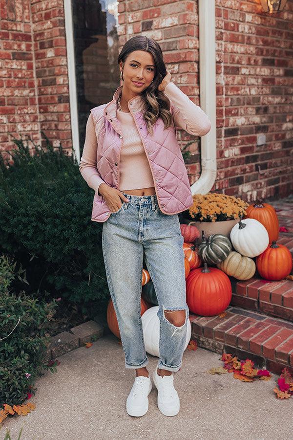 Impressions Campfire Stories Quilted Vest In Blush