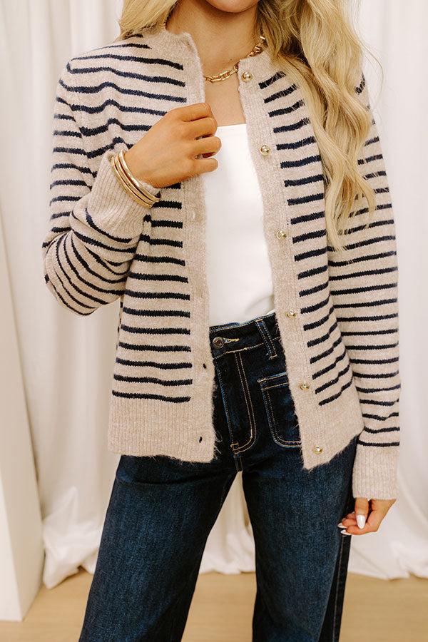 Impressions Cappuccino Please Stripe Cardigan