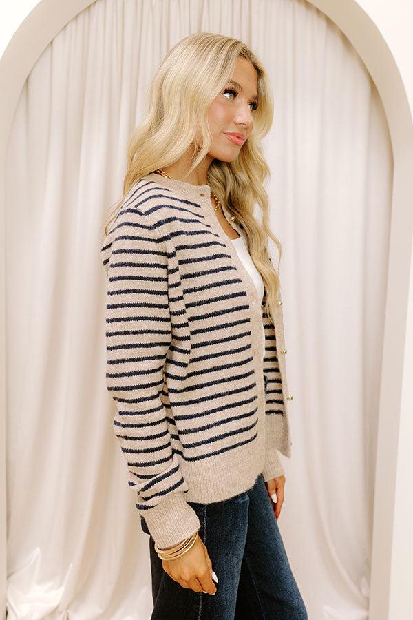 Impressions Cappuccino Please Stripe Cardigan