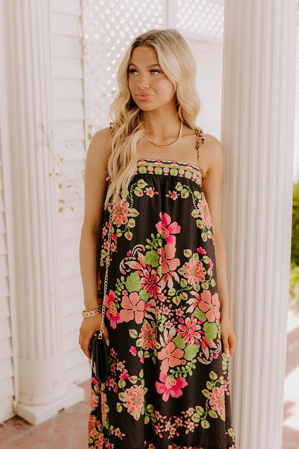 Impressions Capri Villa Floral Maxi Dress In Black