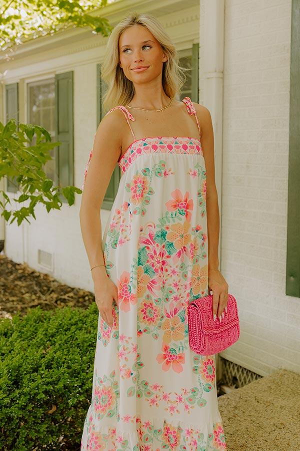 Impressions Capri Villa Floral Maxi Dress In Ivory