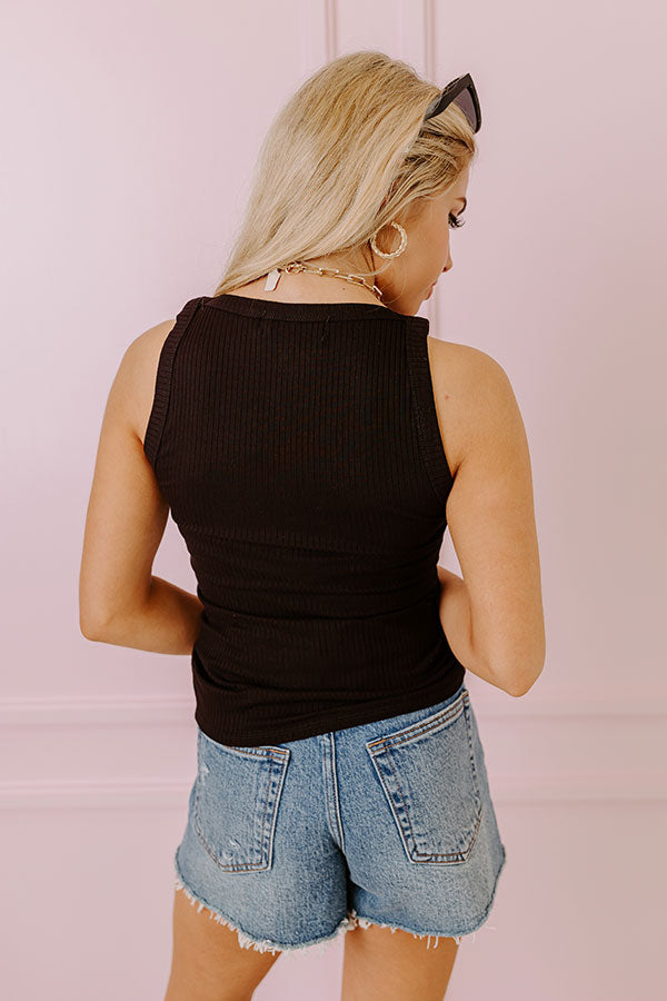 Impressions Carefree Days Ribbed Tank In Black