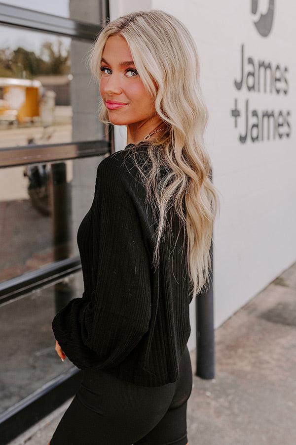 Impressions Casual Comforts Henley Top In Black