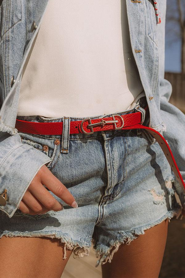 Impressions Casual Moment Faux Leather Belt In Red