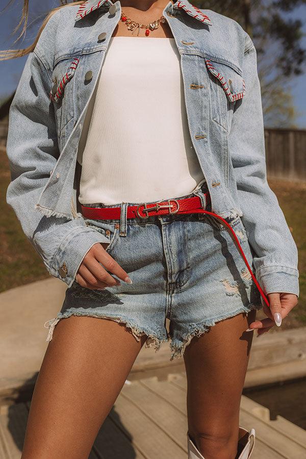 Impressions Casual Moment Faux Leather Belt in Red