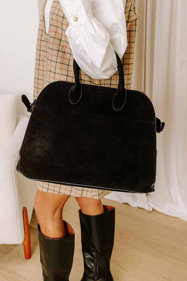 Impressions Casual Outing Faux Suede Tote In Black