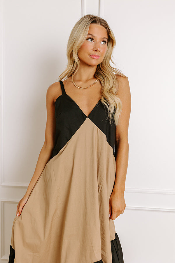 Impressions Casual Stroll Color Block Midi Dress