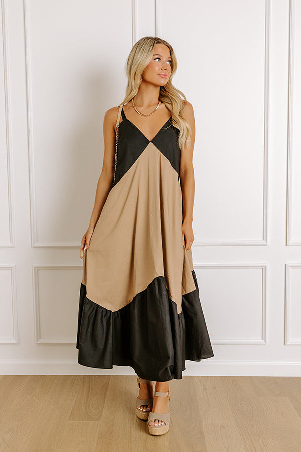 Impressions Casual Stroll Color Block Midi Dress