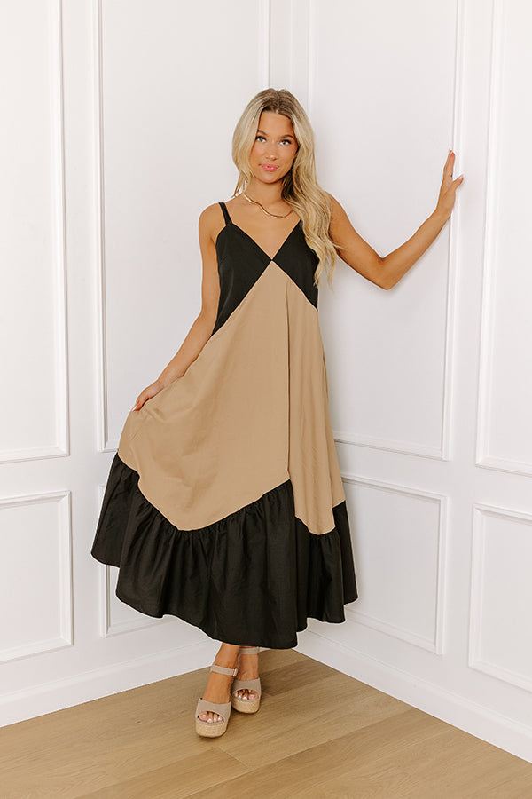 Impressions Casual Stroll Color Block Midi Dress