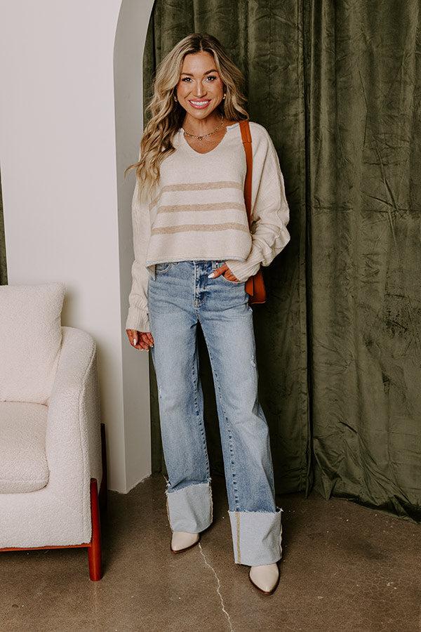 Impressions Chai Latte Please Knit Crop Sweater