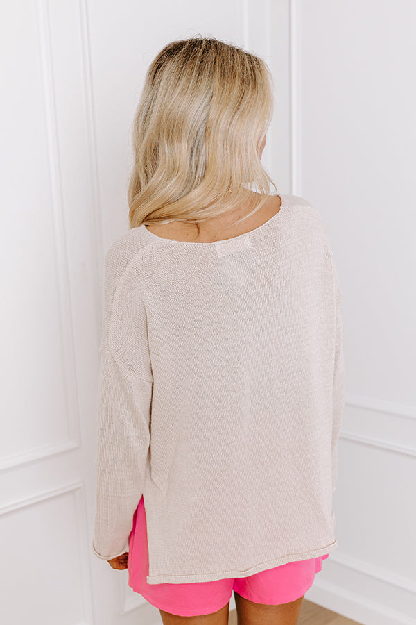 Impressions Champagne Please Sweater In Stone