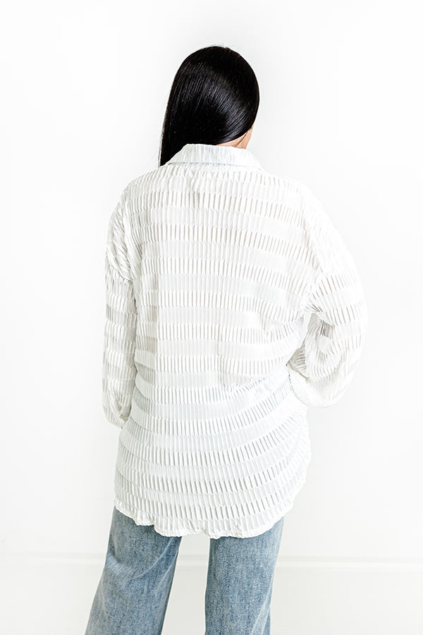 Impressions Champagne Season Pleated Top In White