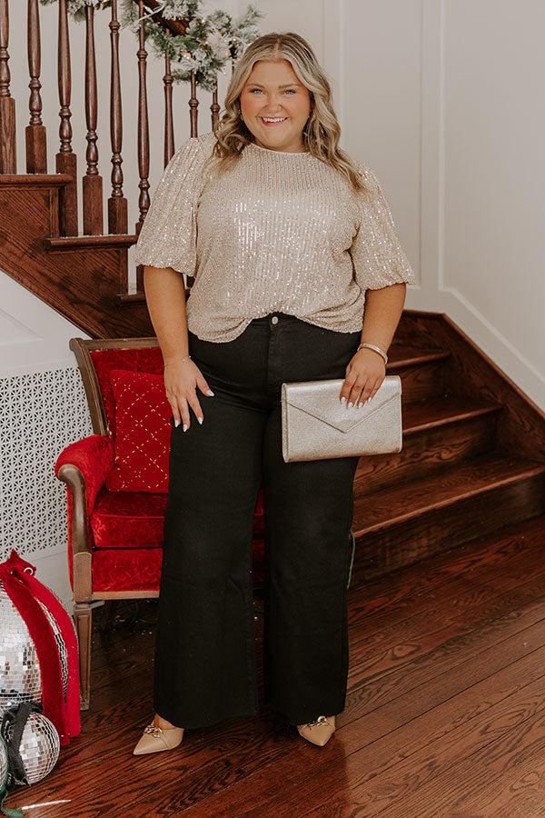 Impressions Champagne Sippin' Sequin Top Curves